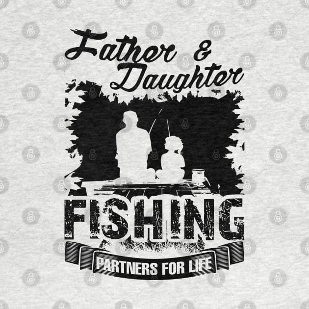 Father and Daughter Fishing Partners For Life by Sunset beach lover